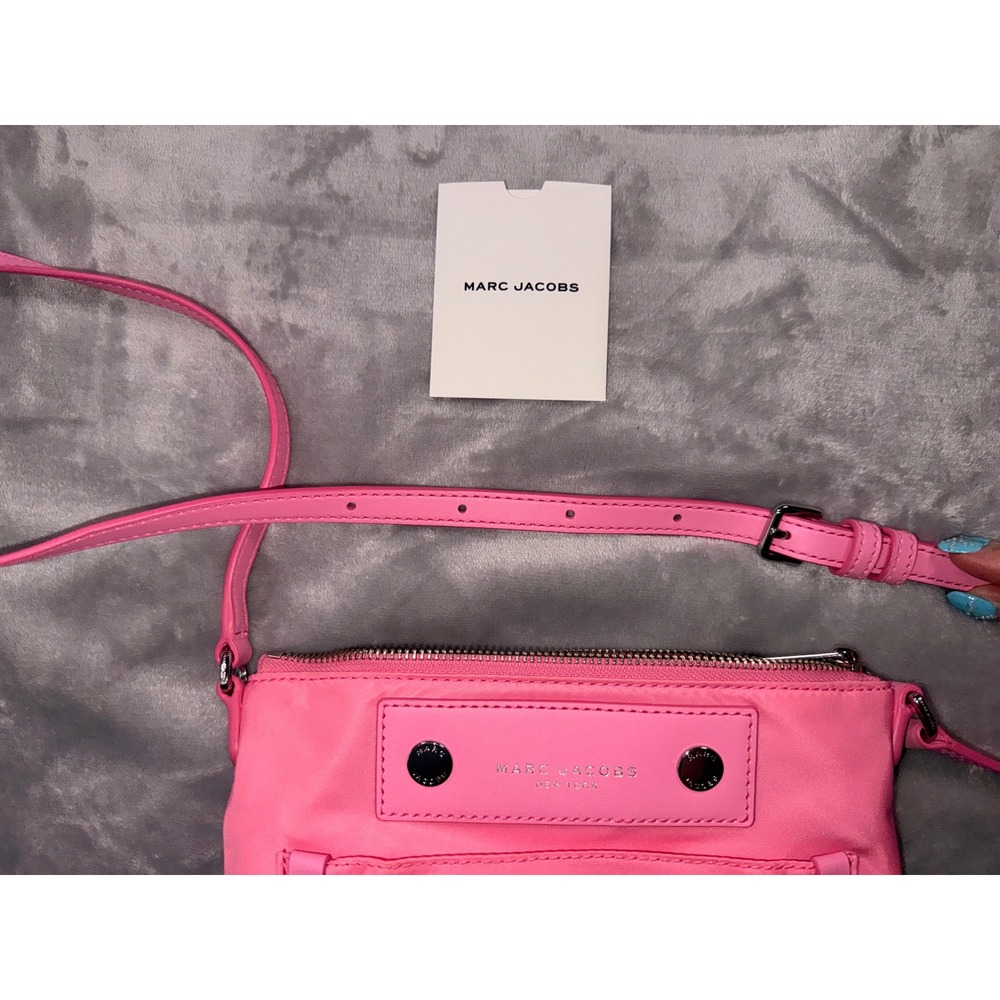 Marc Jacobs Preppy‎ Nylon Natasha Crossbody Bag Neon Pink Silver Hardware Small - Picture 7 of 10